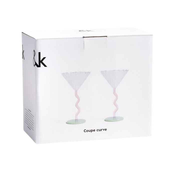 Wine glasses Curve Pink (set of 2) - Wine glasses - &Klevering